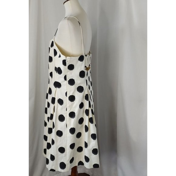 LOFT Dress White Black Polka Dot straps Cut OutBack Cotton Fit & Flare - Picture 5 of 10